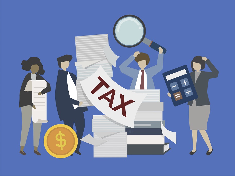 business people and bankers with money illustration